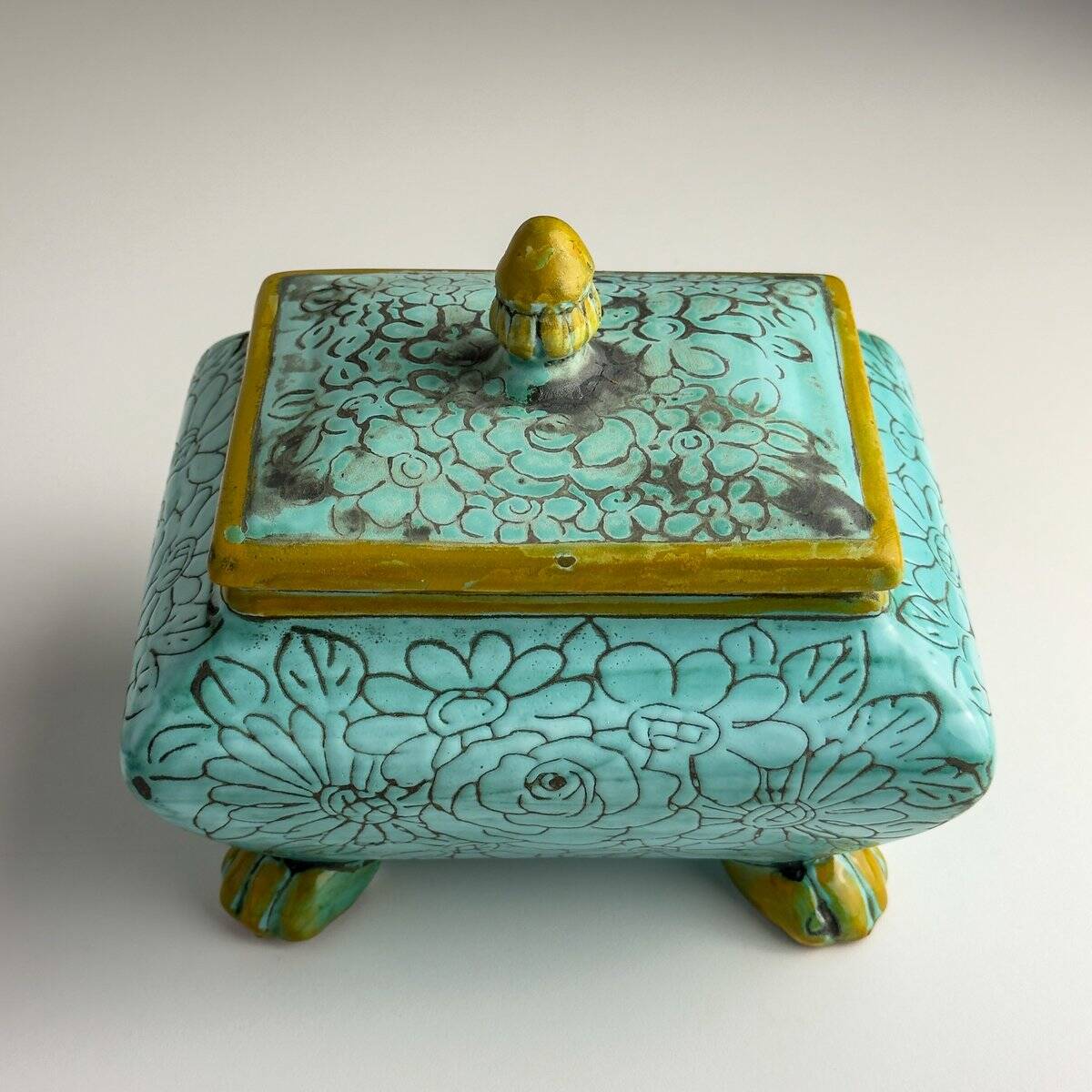 Vintage ceramic jewellery box by Maioliche d'Arte Cordivani for Ascoli Piceno, Italy, 1970s.