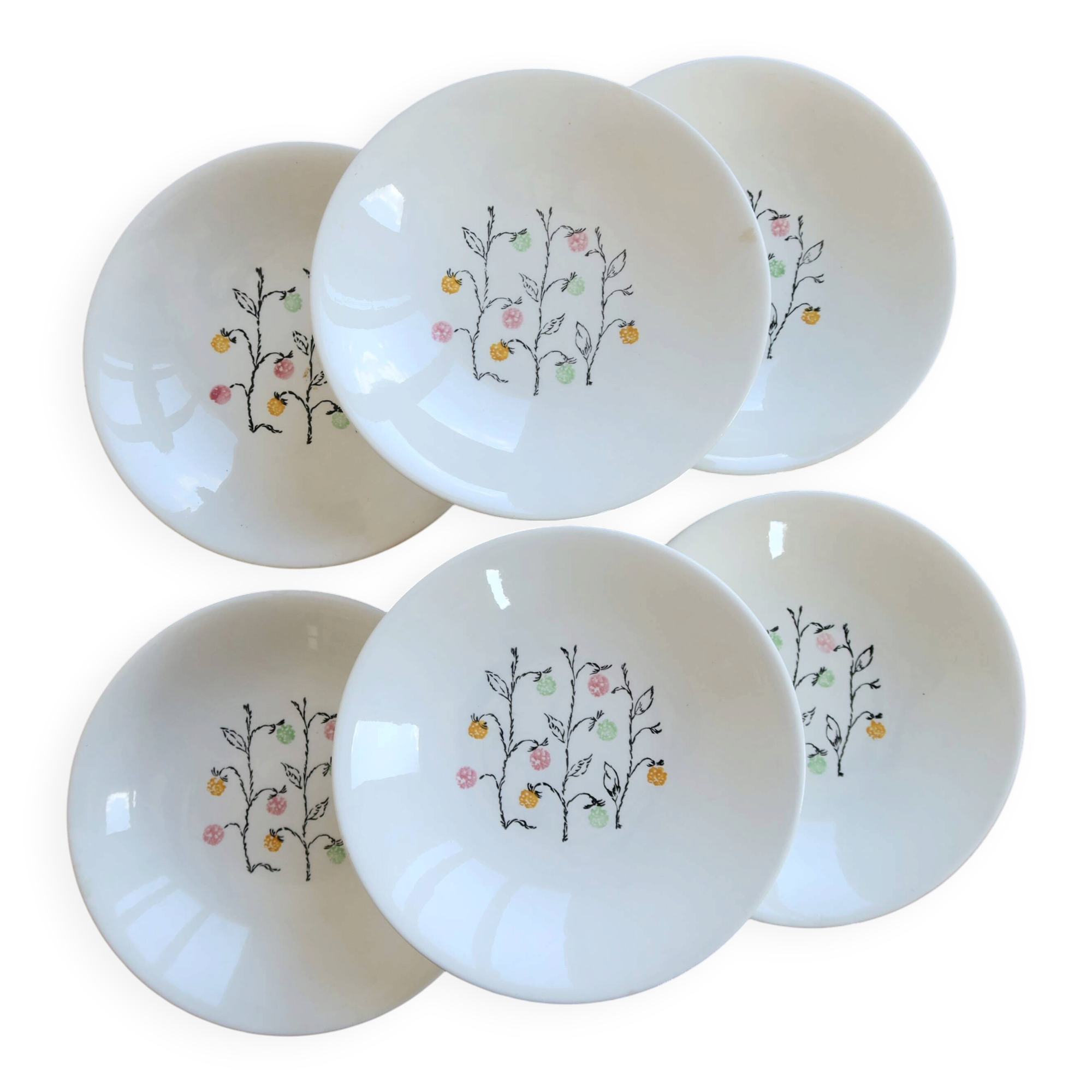 Assiettes creuses vintage faïence de Gien modèle Marie-Claire