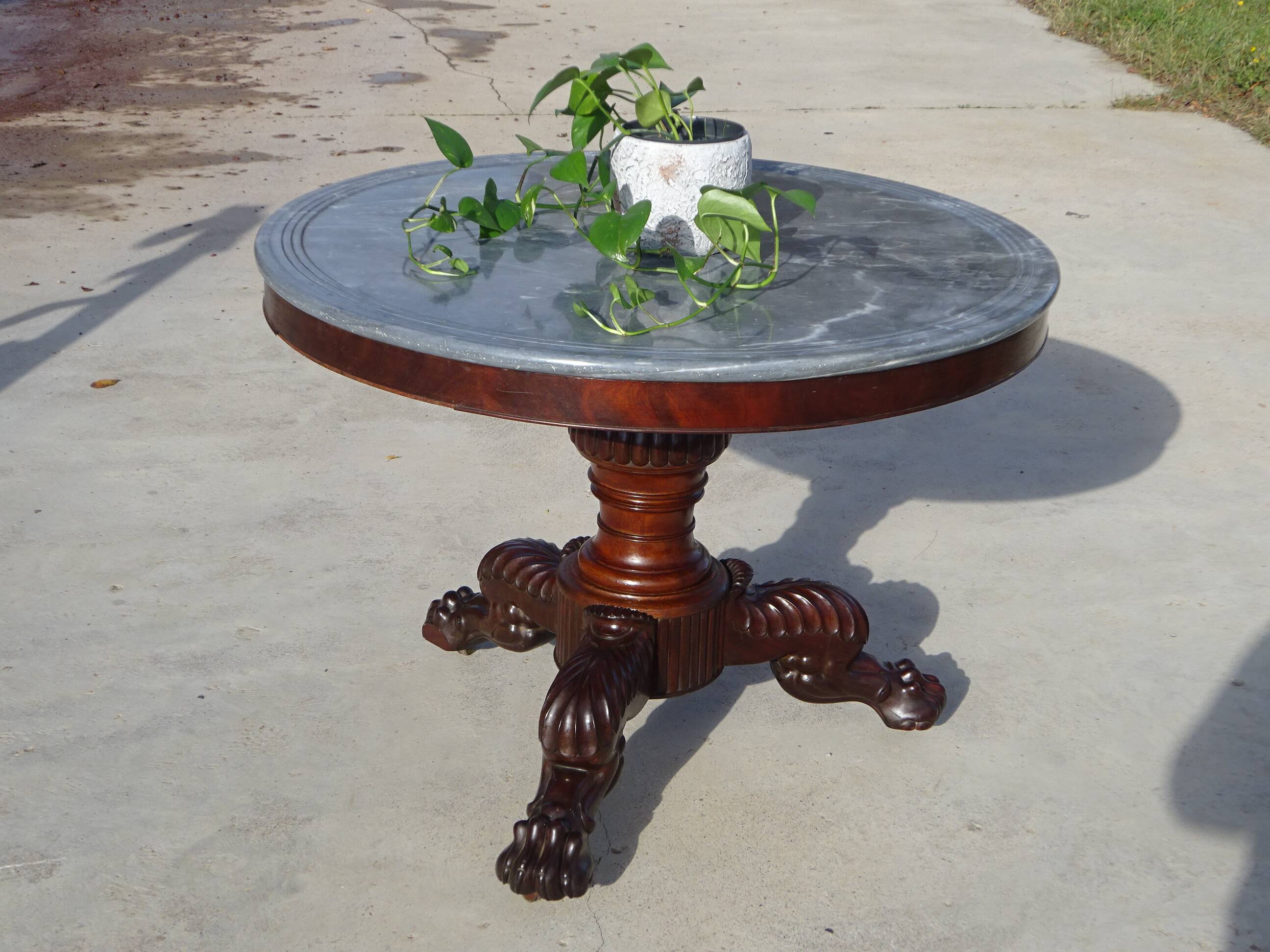 Empire guéridon, rotating marble top