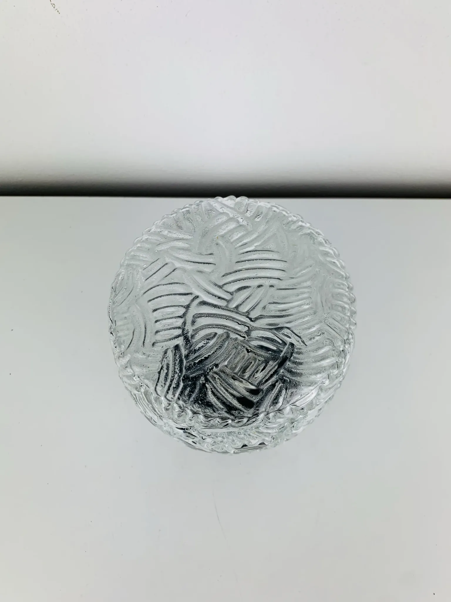 Moulded glass wall light from the 1950s, ceiling light.