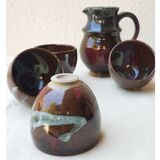 Handmade ceramic pitcher and cups