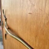 Armoire en chêne 3 portes miroir pieds compas