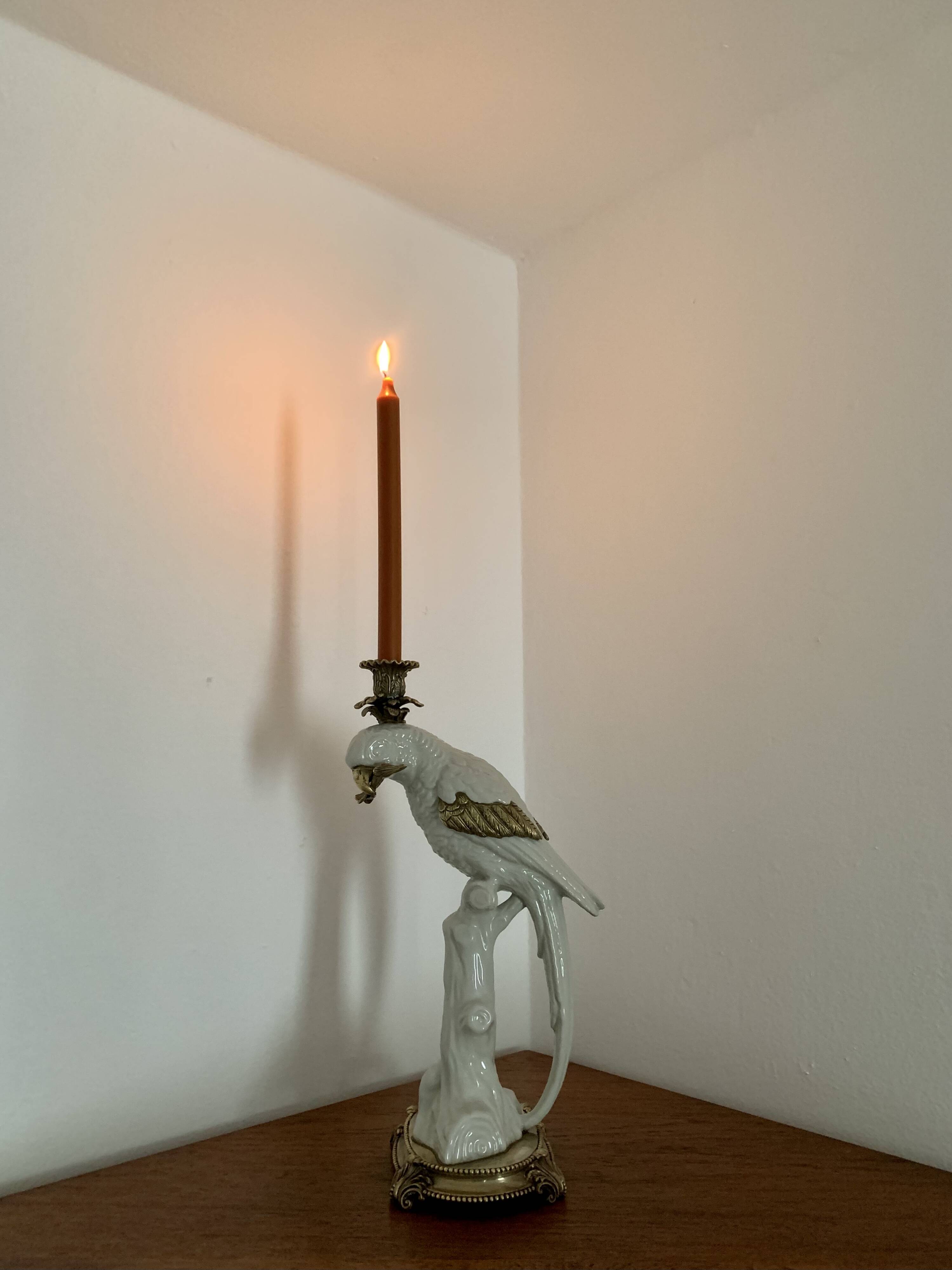 Bougeoir perroquet en céramique