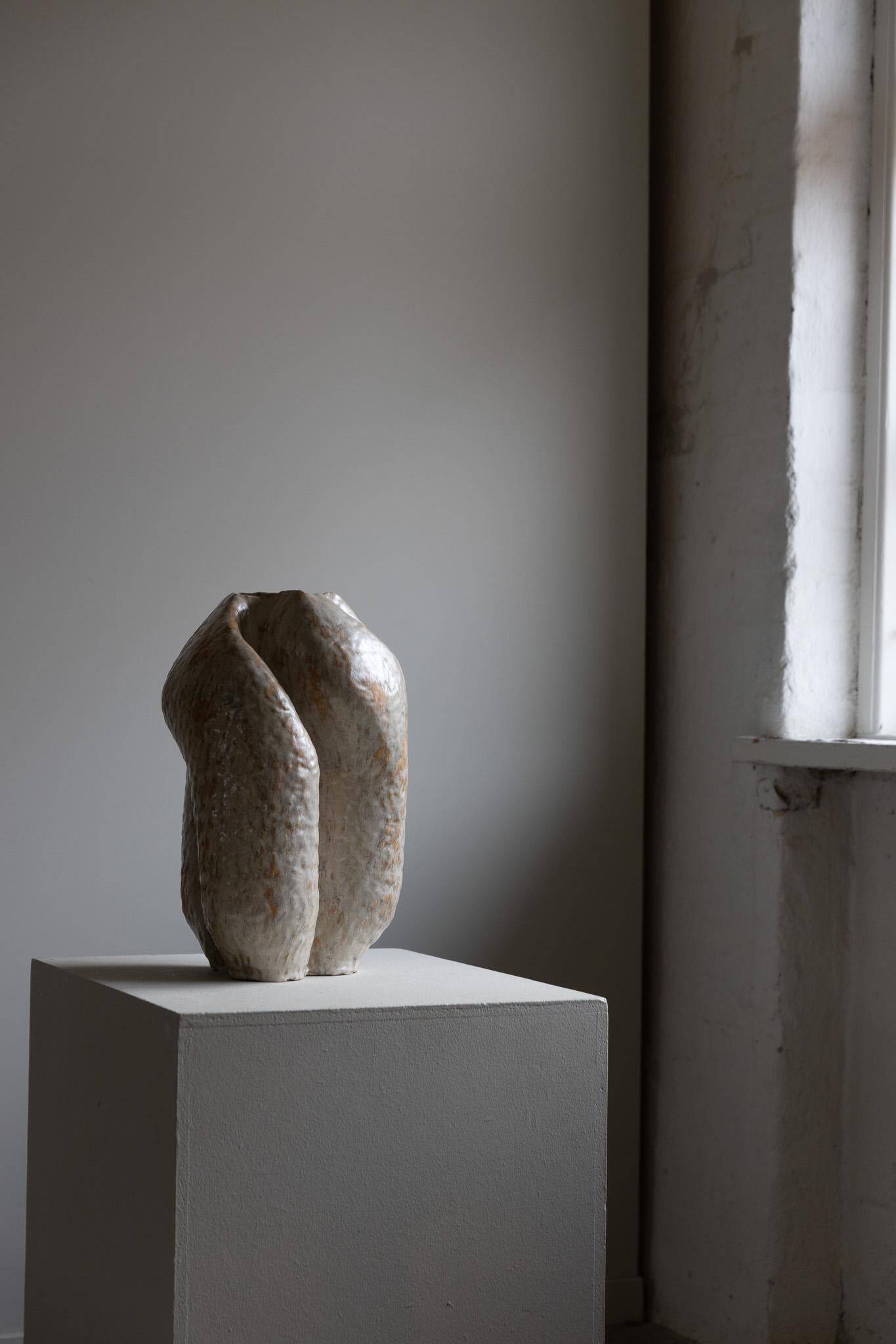 Large stoneware floor vase in ceramic by Danish artist Ole Victor, 2022.