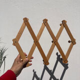 Vintage zigzag extendable coat rack in pine wood 80