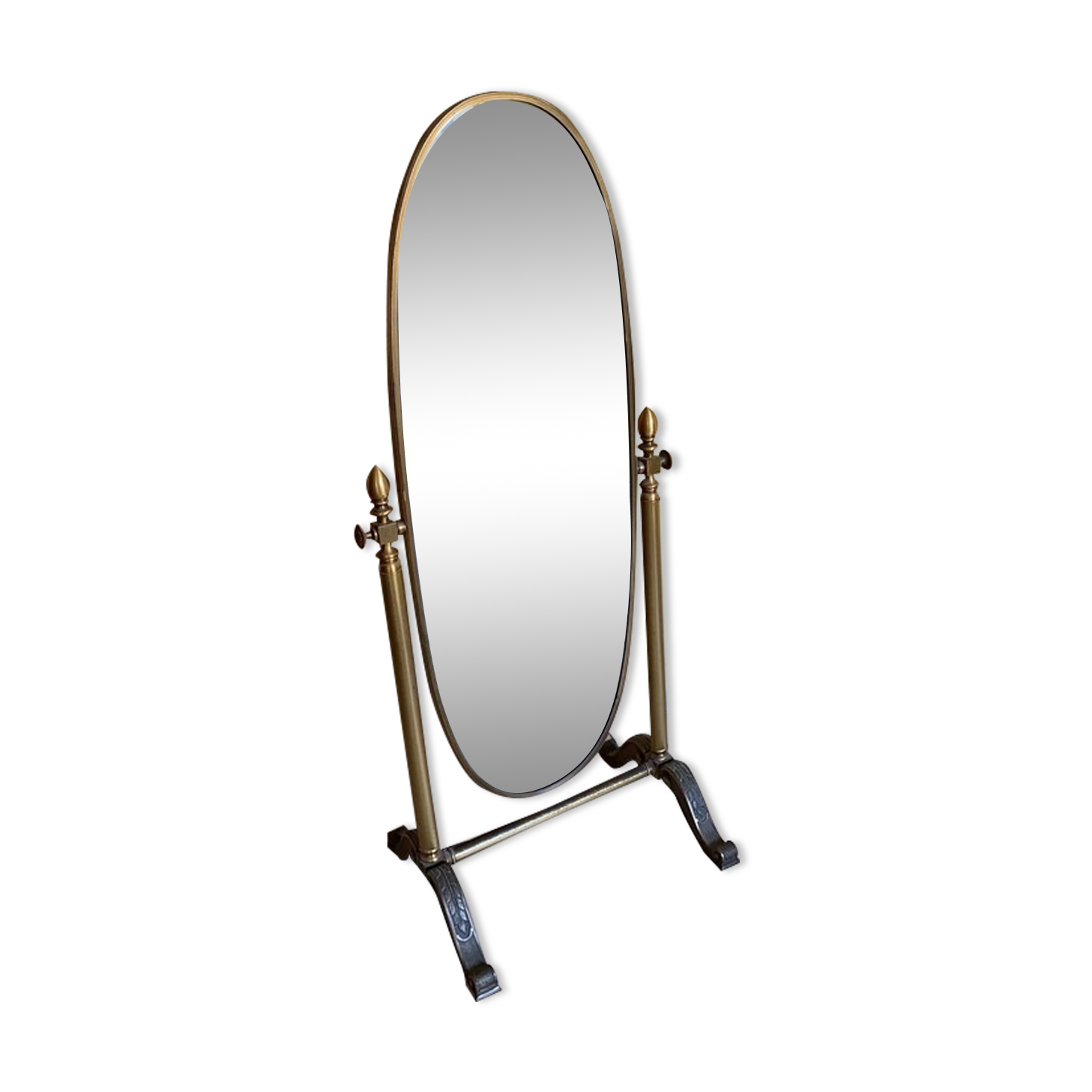 Golden brass psyche mirror
