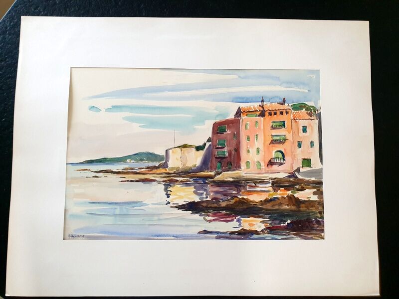 André Duculty (1912-1990) Watercolor on paper "Saint Tropez" Signed lower left