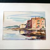 André Duculty (1912-1990) Watercolor on paper "Saint Tropez" Signed lower left