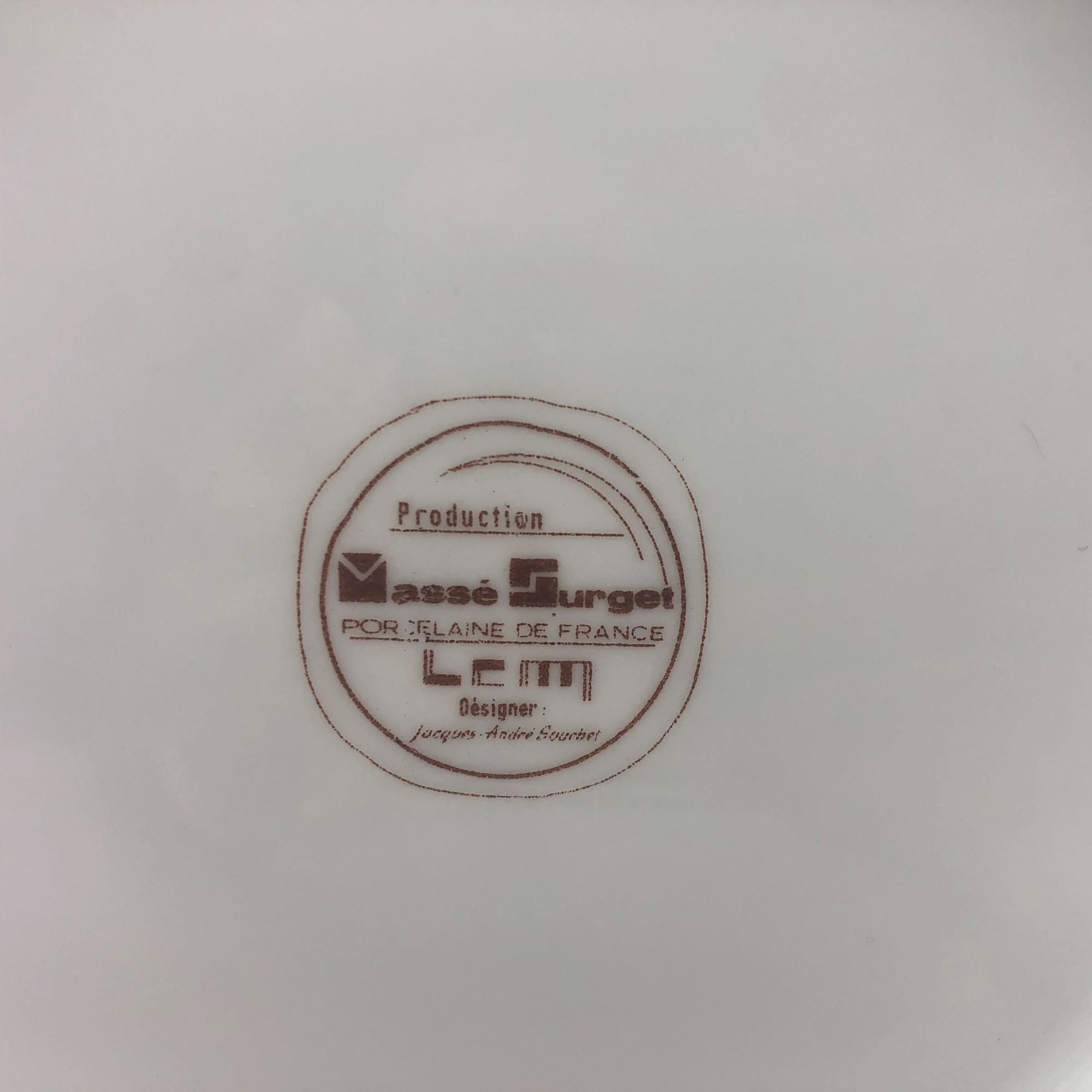 Jacques-André Souchet for Massé Surget set of six plates and a dish