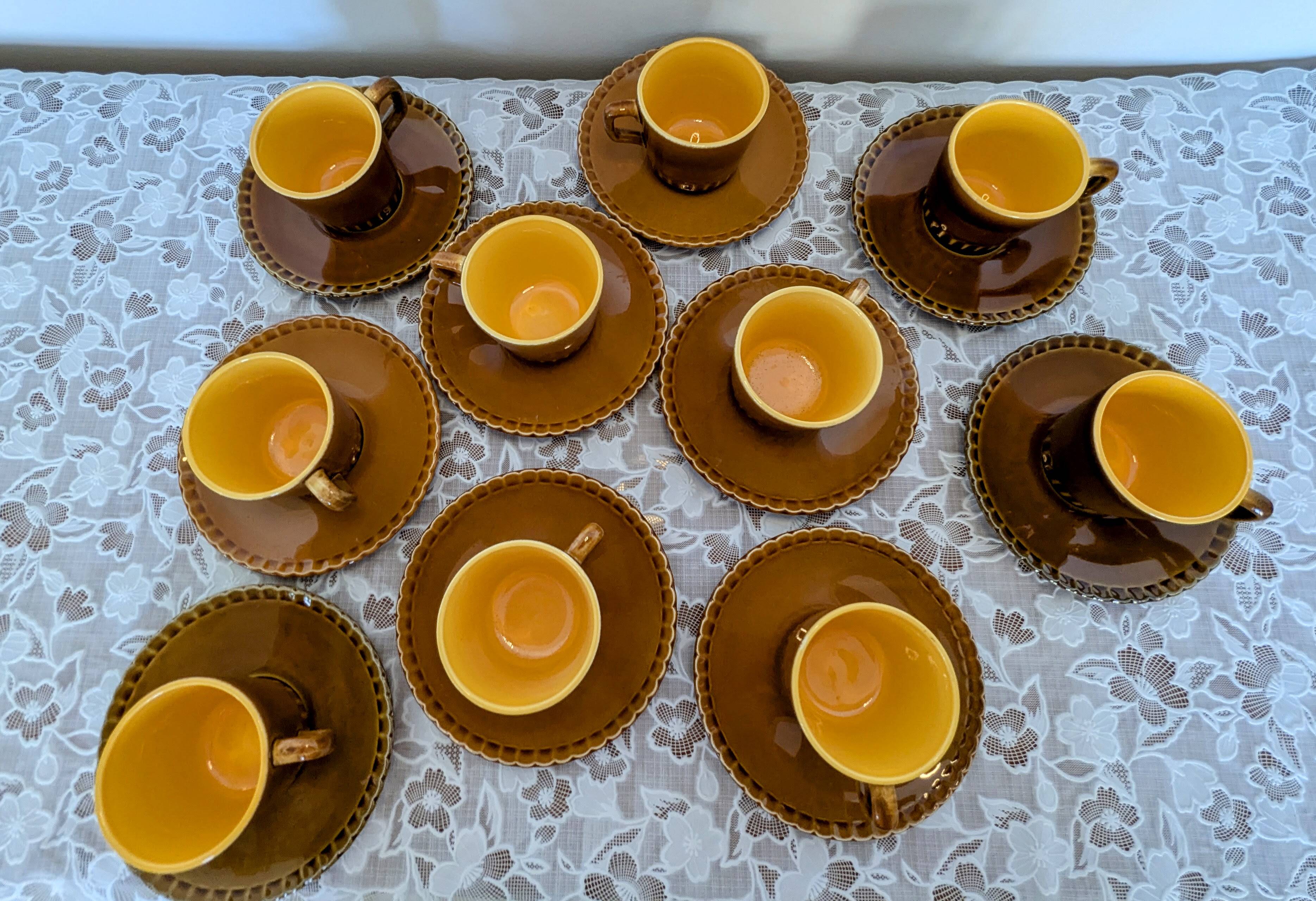 8 vintage Sarreguemines coffee cups