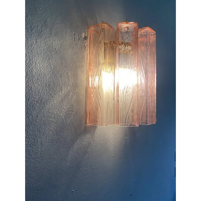 Applique murale en verre de Murano rose « Squared » de style moderne du milieu du siècle dernier