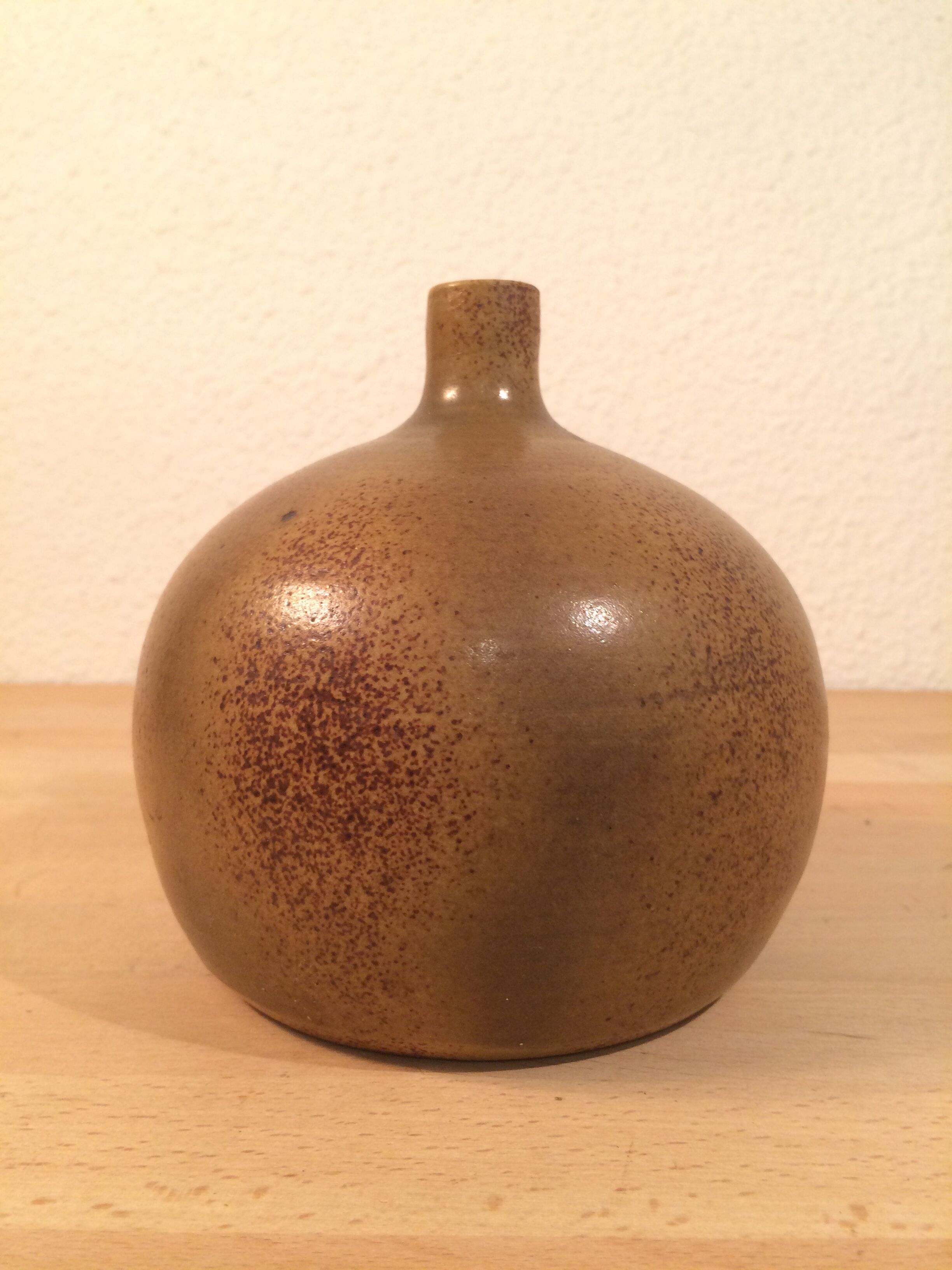 Sandstone ball vase signed Michel Dumont