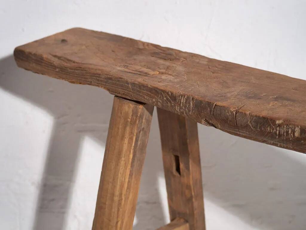Banc ancien en bois massif (c.1870) #20