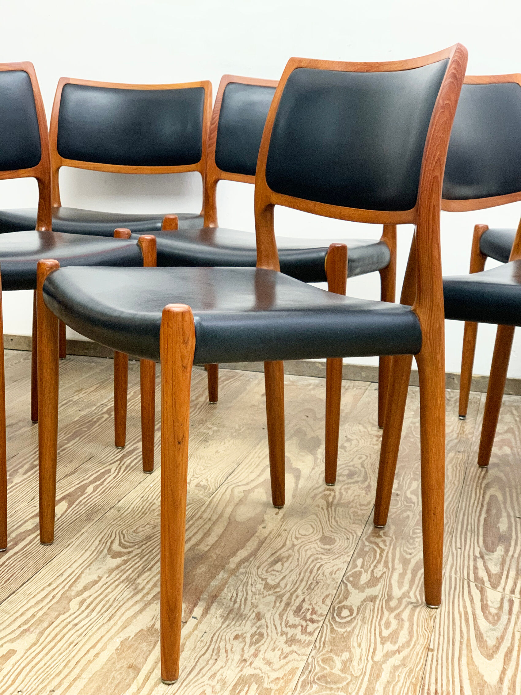 8 Danish Mid-Century Teak Dining Chairs #80 by Niels O. Møller for J. L. Moller, 1960s