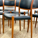 8 Danish Mid-Century Teak Dining Chairs #80 by Niels O. Møller for J. L. Moller, 1960s