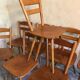 Set of 8 vintage beech chairs compass feet 1960's