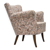 1960s, Danish armchair, furniture jacquard fabric.
