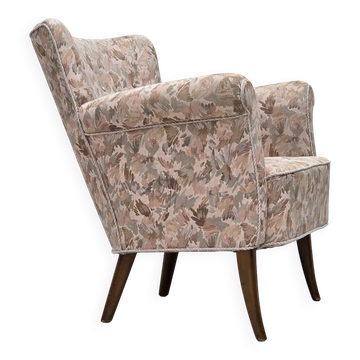 Fauteuil danois des années 1960, tissu jacquard pour meubles.