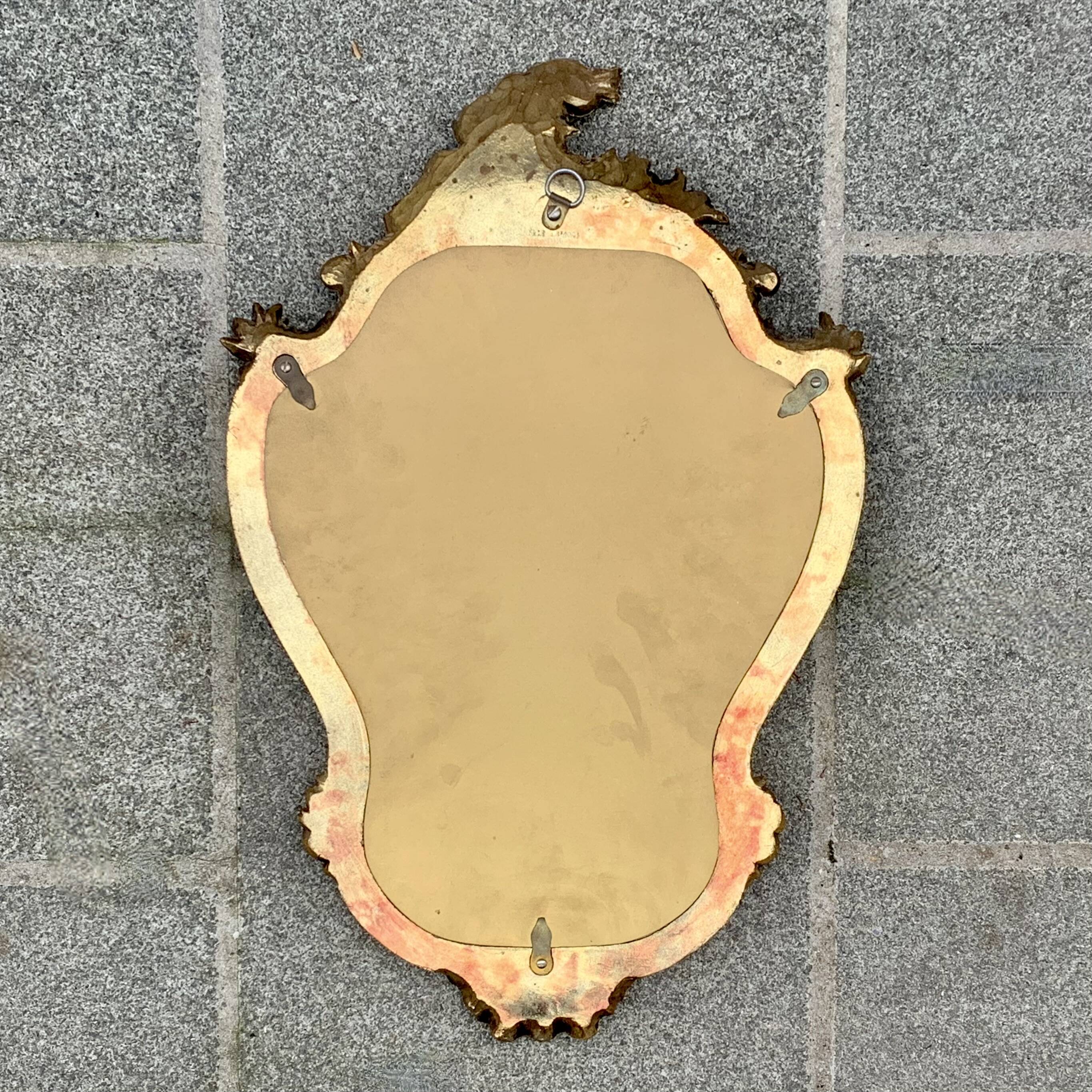 Old wall mirror in golden resin rococo style - made in france