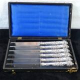 6 dessert knives blade and handle in sterling silver