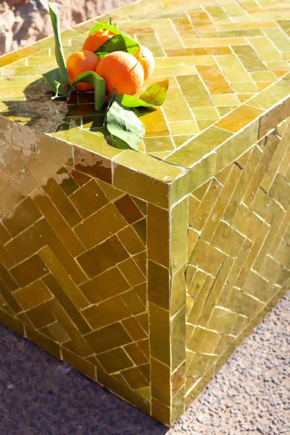Olive green modern zellige coffee table