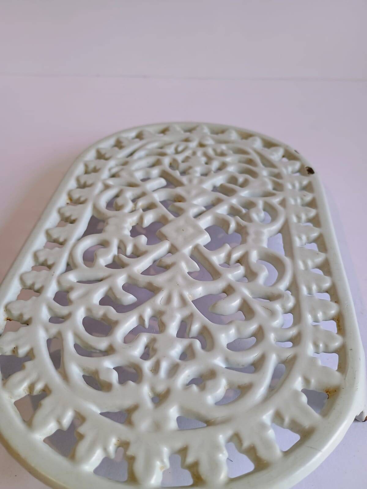 Vintage White Cast Iron Trivet