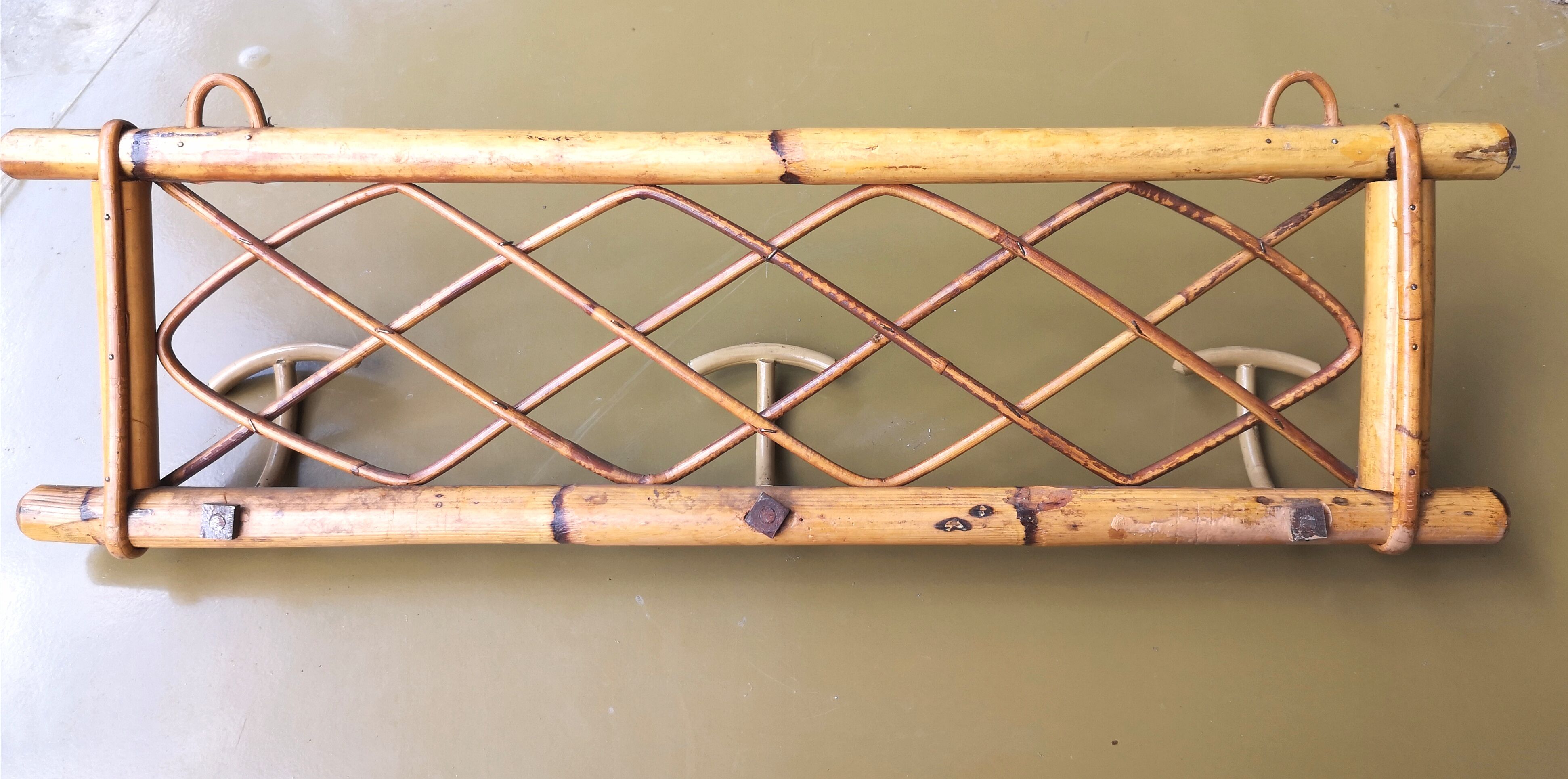 Rattan coat rack