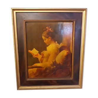 Painting, "The e-reader" after Fragonard