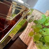 Vintage ice bucket in amber chiseled glass