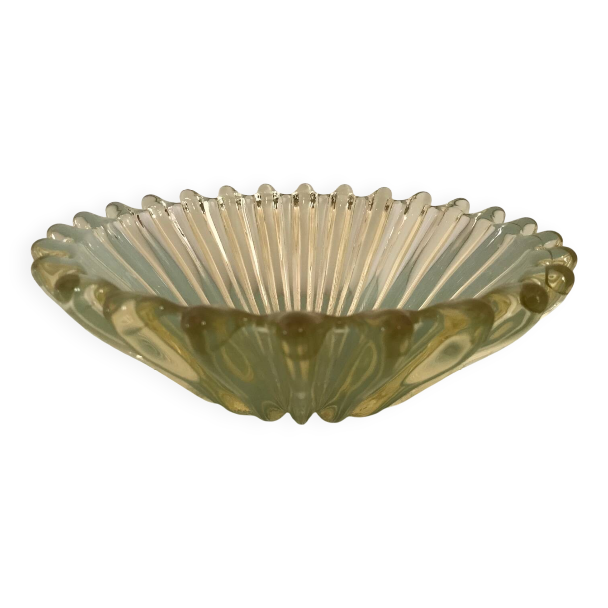 Antique yellow glass salad bowl