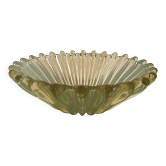 Saladier ancien en verre jaune