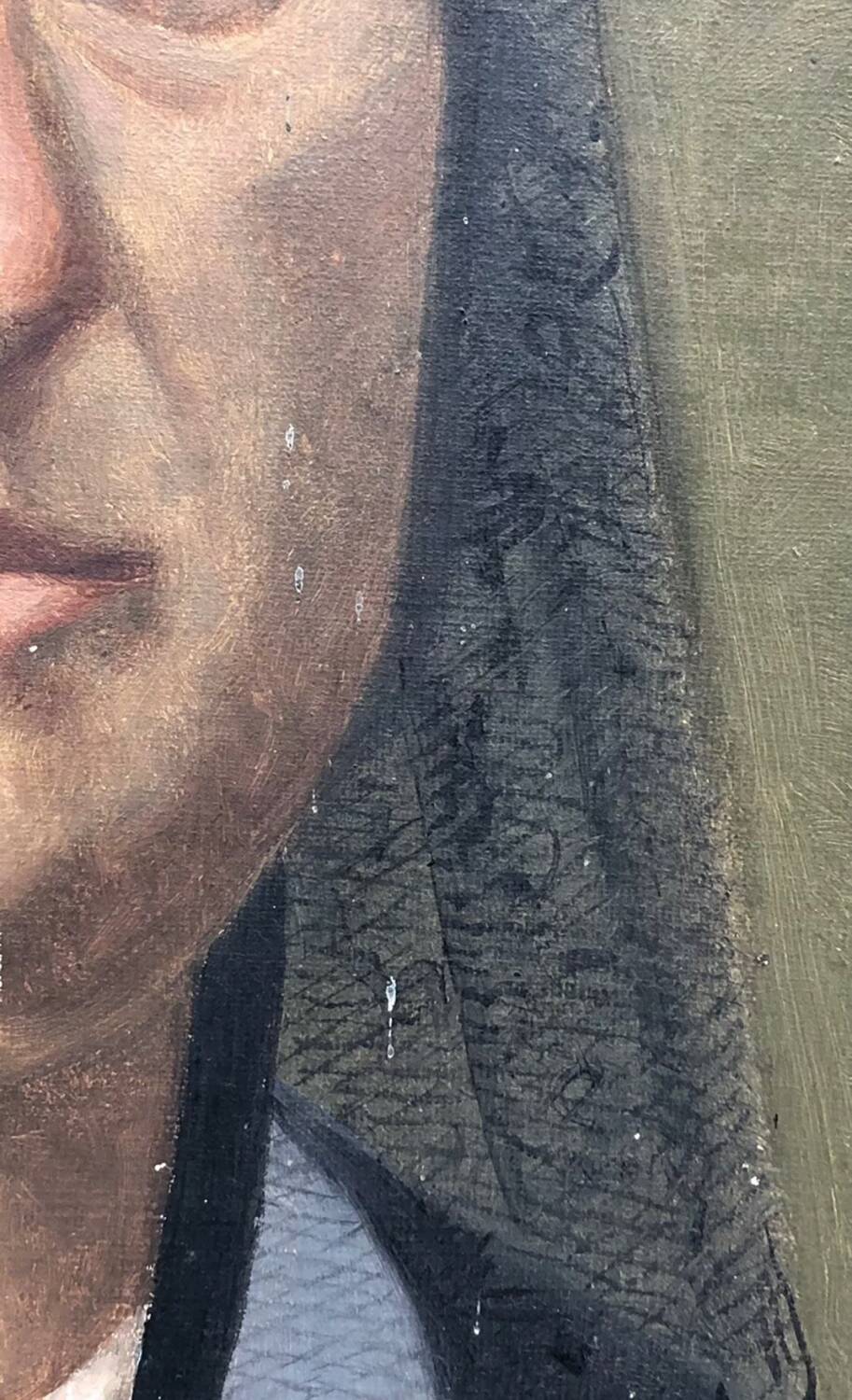 Oil painting on canvas XIX portrait Chevalier d'Eon