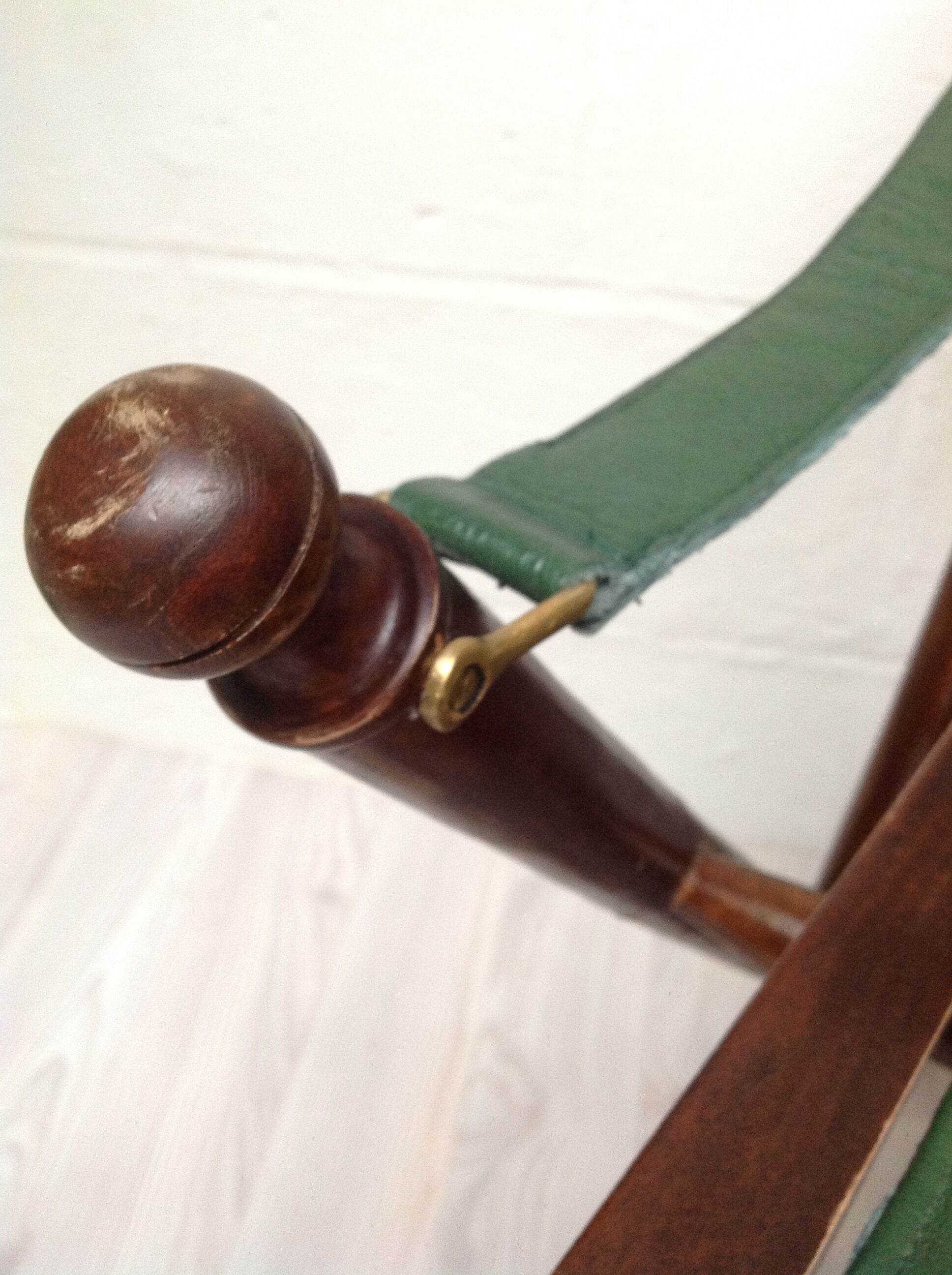 Fauteuil pliant ancien bambou et cuir