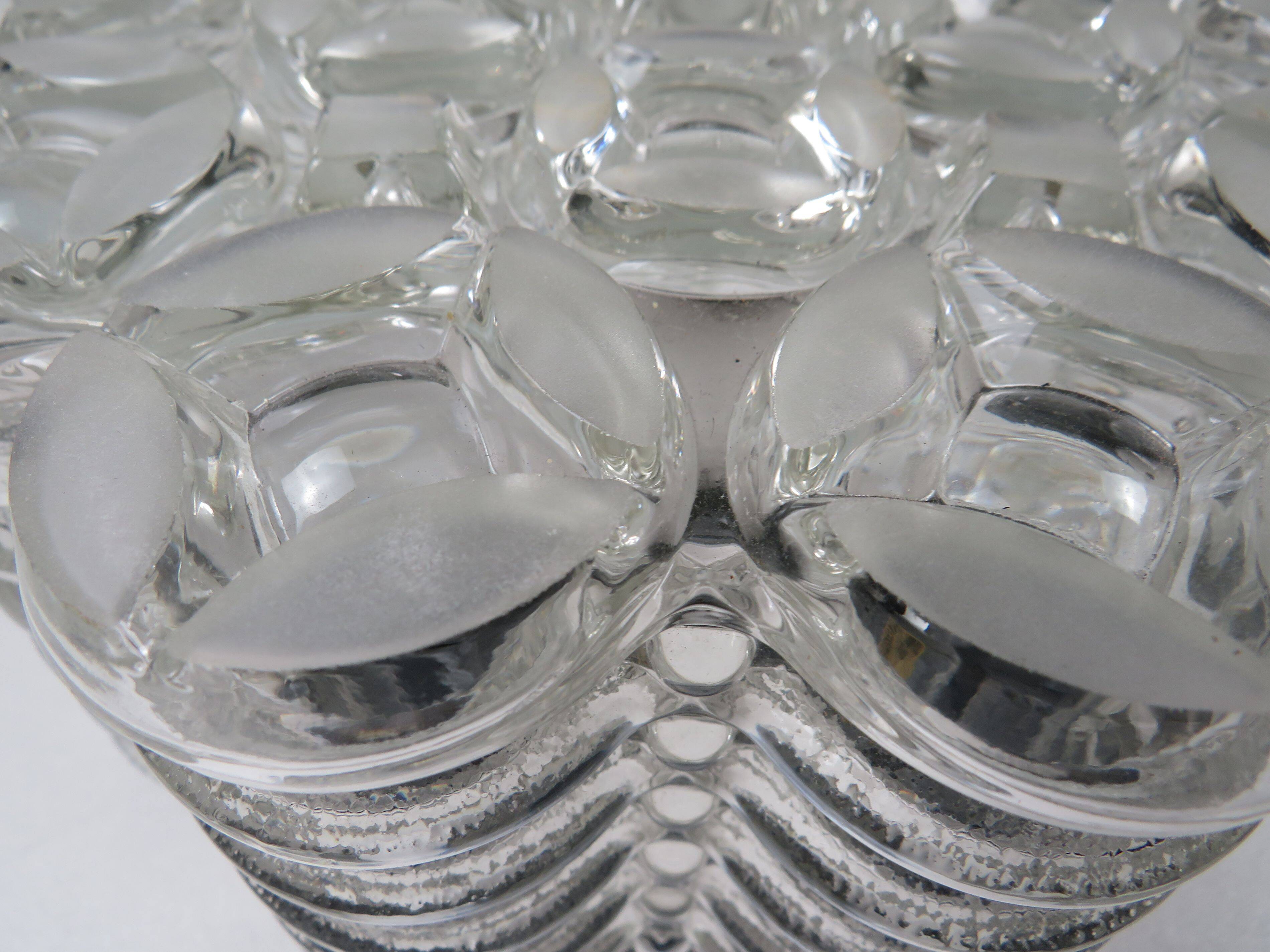 Vintage ceiling light WILA Leuchten in textured glass, Germany 1970.