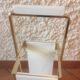 White lacquered wood and brass umbrella stand / vintage 60s-70s