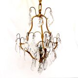 Vintage chandelier with shabby chic grapevines, bronze frame
