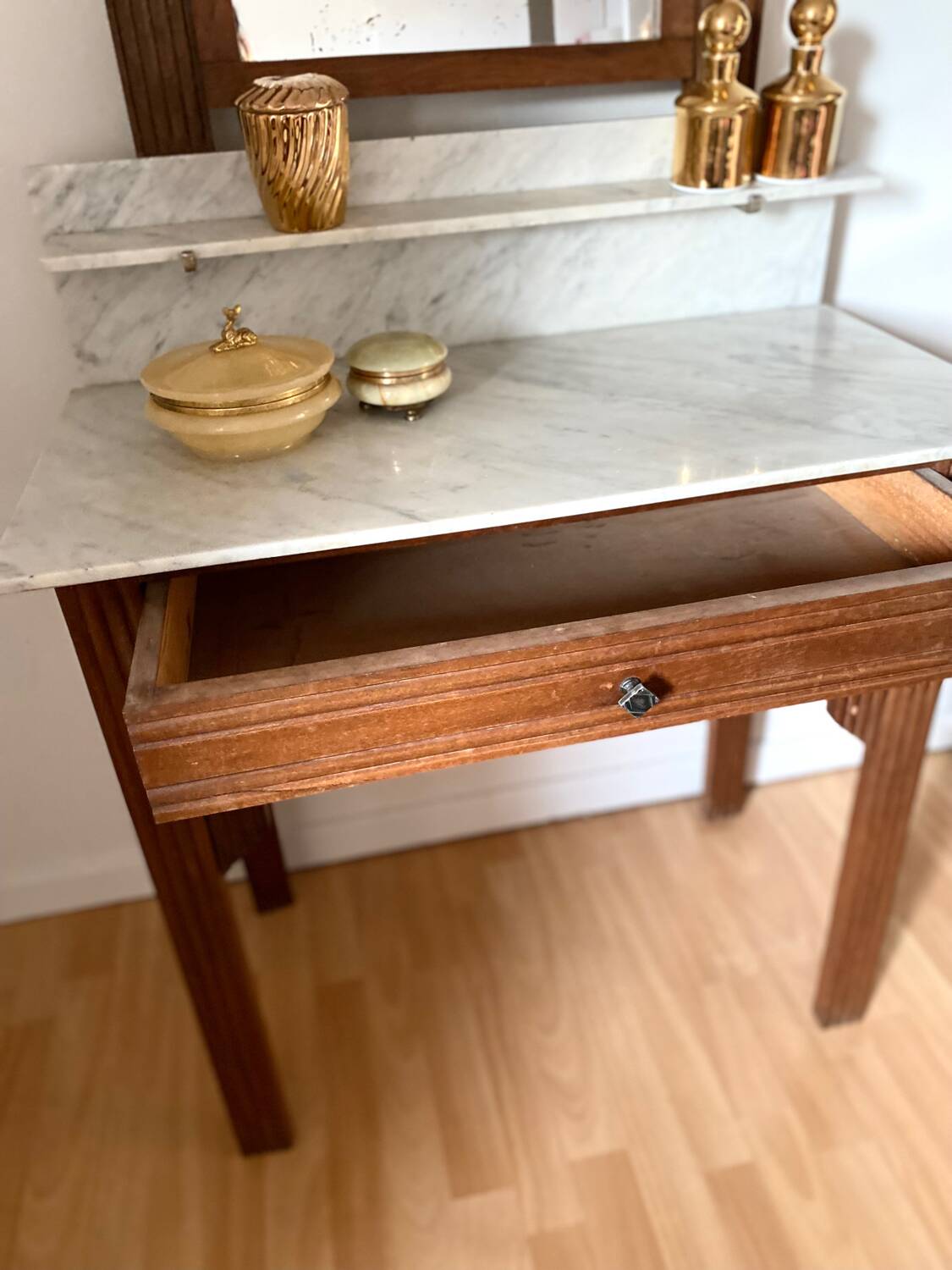 Old art deco wooden dressing table