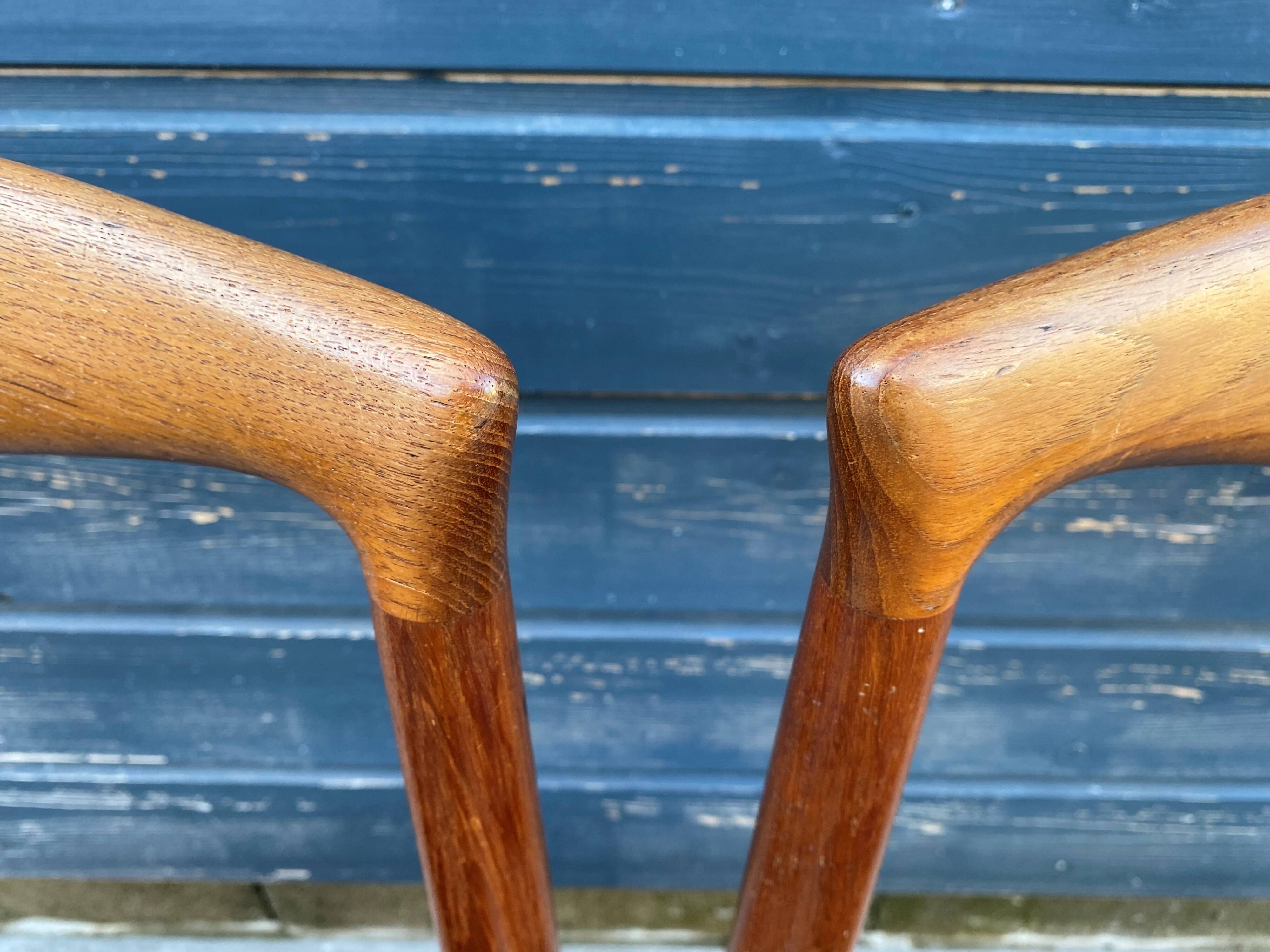 Set of 4 Scandinavian chairs by Johannes Andersen, Vamo Sonderborg, teak and imitation leather, 1960