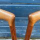 Set of 4 Scandinavian chairs by Johannes Andersen, Vamo Sonderborg, teak and imitation leather, 1960