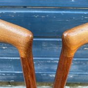 Set of 4 Scandinavian chairs by Johannes Andersen, Vamo Sonderborg, teak and imitation leather, 1960