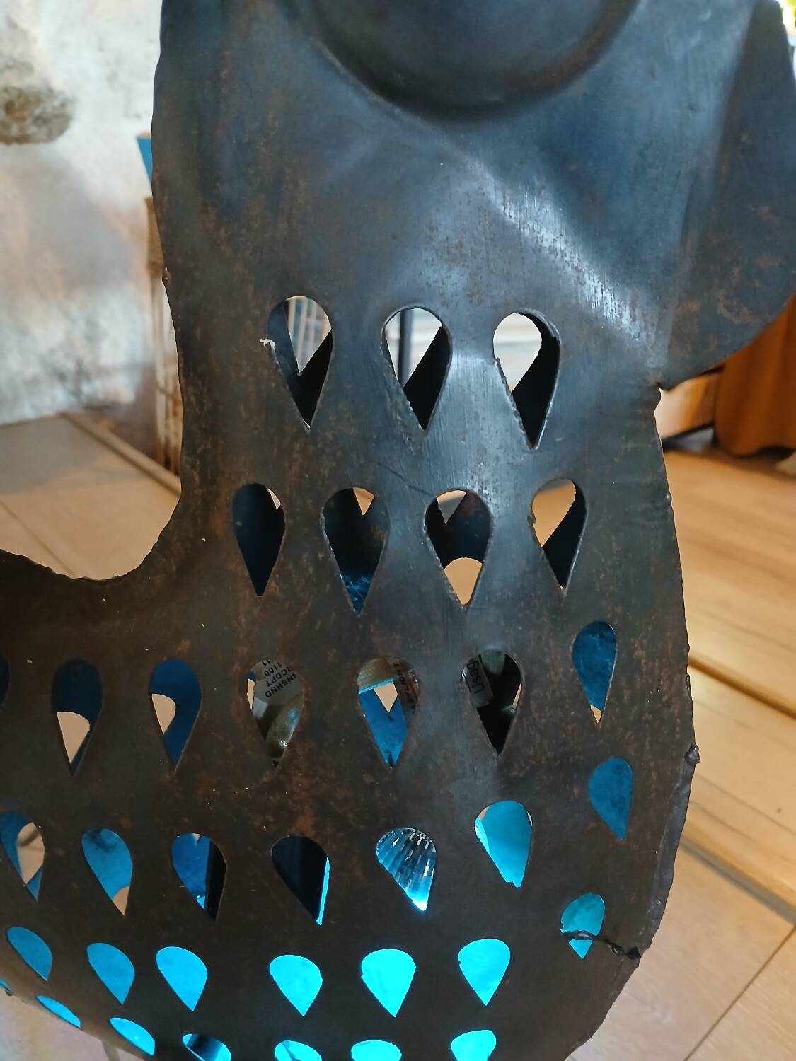 Wrought iron table lamp/rooster