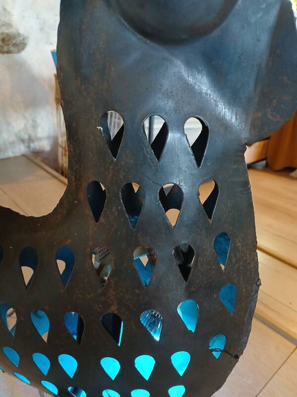 Lampe / coq  à poser en fer forgé