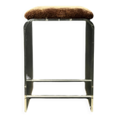 Tabouret de bar en plexiglas, chrome et velours léopard, 1970