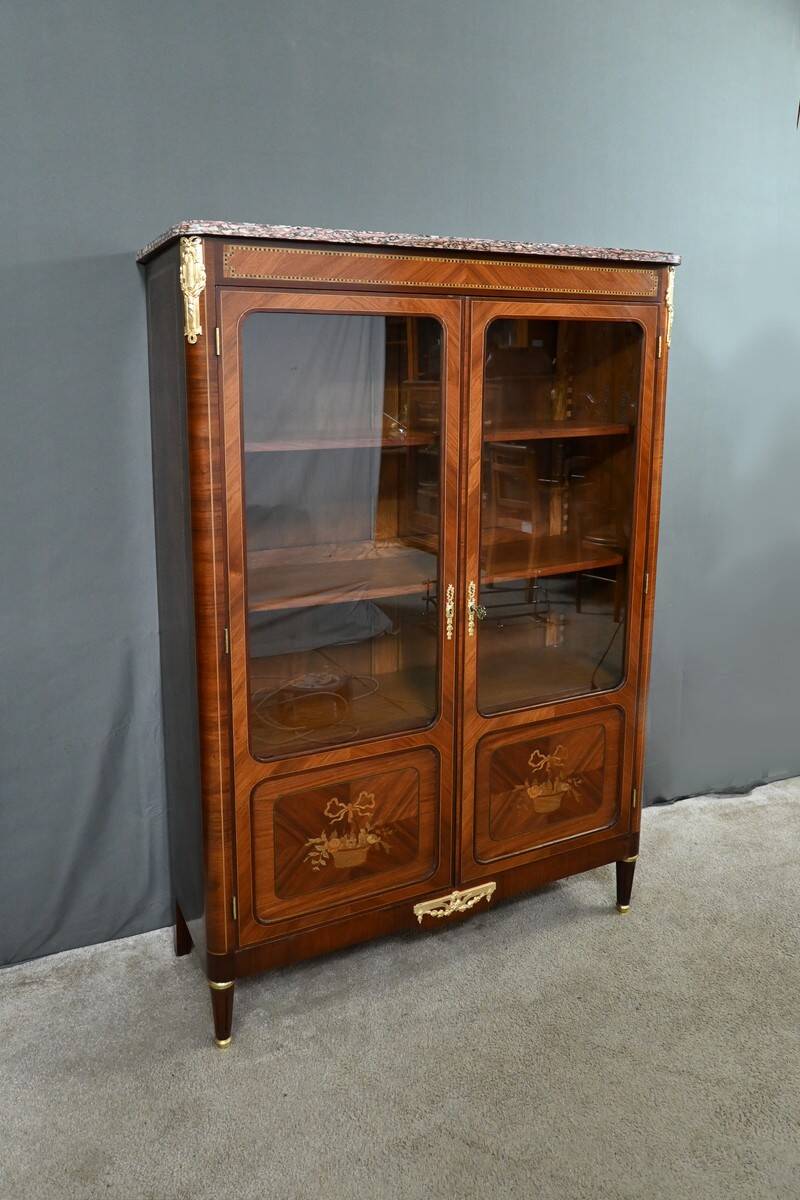 Rosewood and Mahogany Bookcase, Louis XVI Style – Early 20th Century