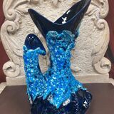 Large ceramic vase fatlava sea foam signed Vallauris