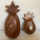 Pair of wooden pineapple trinket trays
