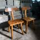 Pair of brutalist olive chairs