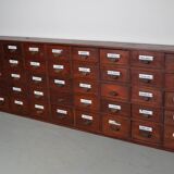 Large Antique Belgian Pitch Pine Apothecary Cabinet with Enamel Shields, 1900s