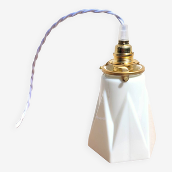 Vintage opaline tulip and brass portable lamp