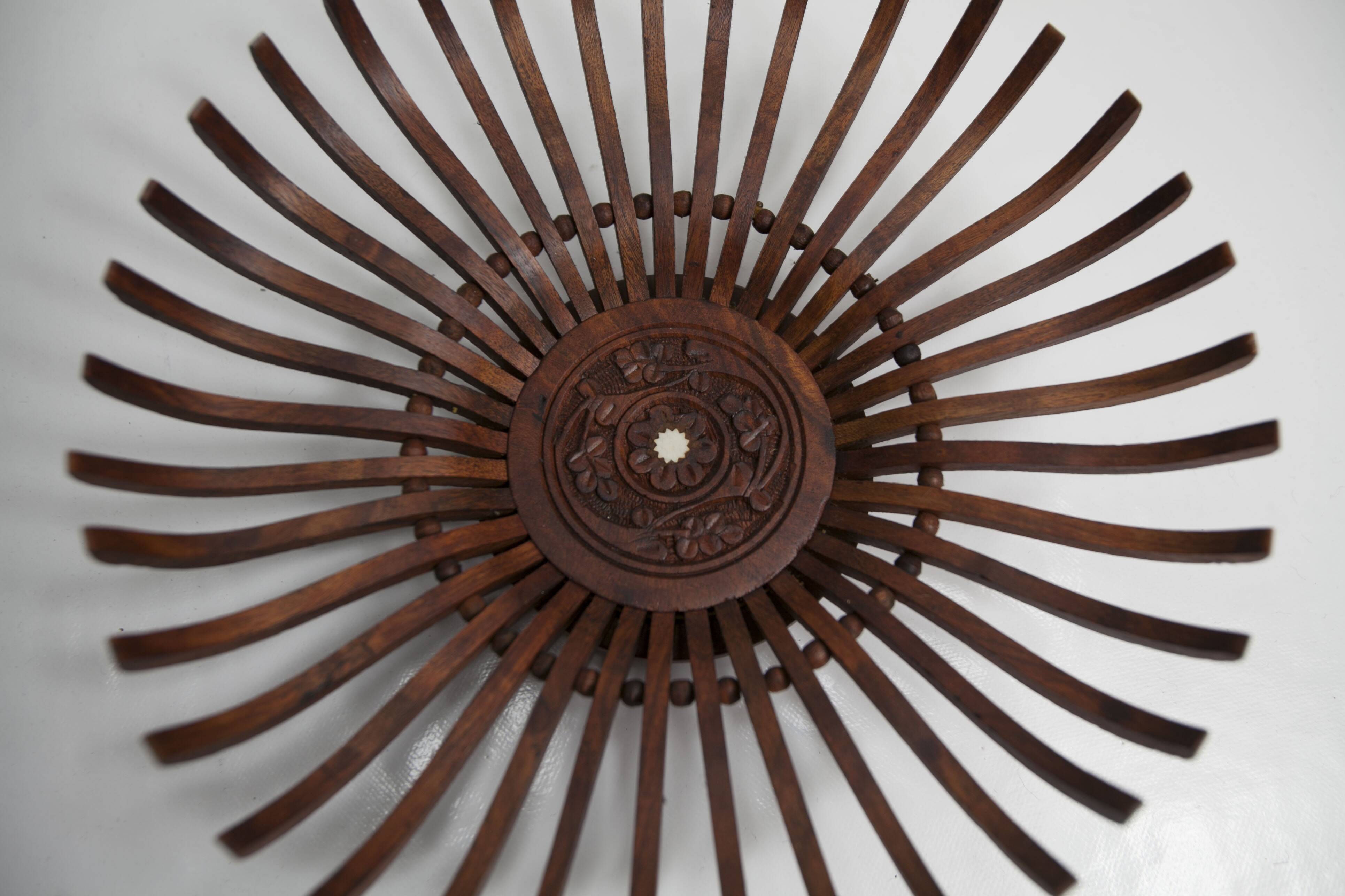 Handcrafted fruit dish 1960 solid wood unique piece